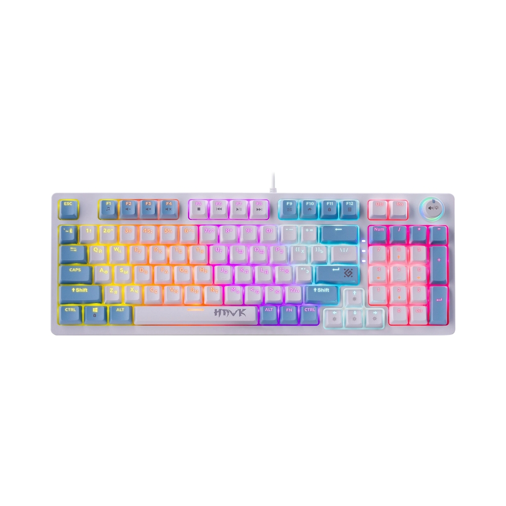 Механическая клавиатура Defender Hawk GK-418, белый/голубой