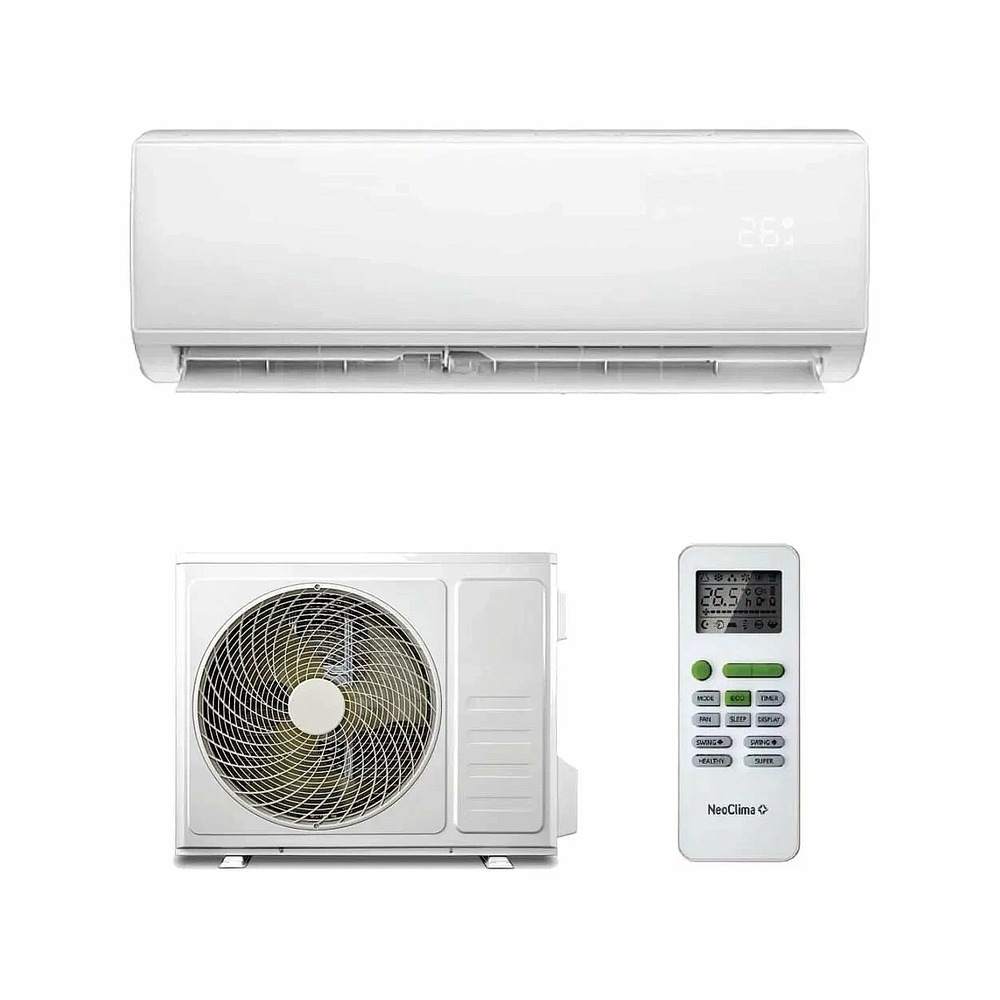 Cплит-система настенного типа Neoclima Pro-Health NS/NU-HAP24T 24000 BTU, 70 м², 30/47 дБ, охлаждение, обогрев, осушение, белый