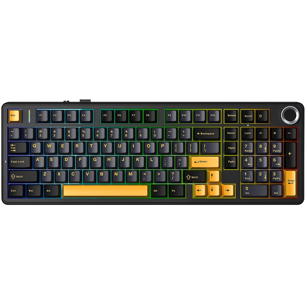 Клавиатура беспроводная AULA F99Pro Черный/желтый (USB, Bluetooth/Радиоканал)