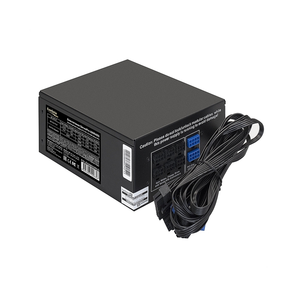 Серверный БП 800W ExeGate EX292212RUS ServerPRO-800RADS (ATX, for 3U+ cases, APFC, КПД 80% (80 PLUS), 14cm fan, 24pin, 2(4+4)pin, PCIe, 5xSATA, 4xIDE, FDD, Cable Management, black)
