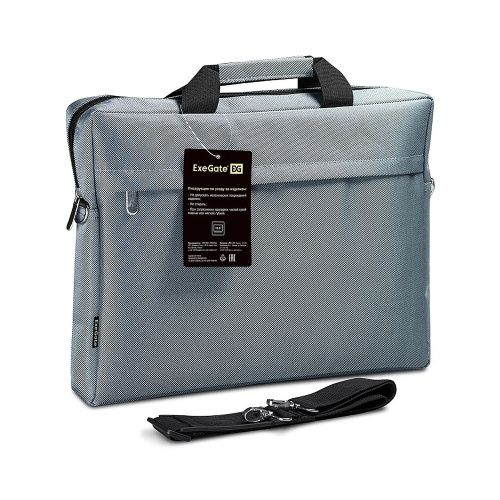 Сумка ExeGate EX205136RUS Start  S15 Grey, серая, полиэстер, для ноутбуков до 15.6"