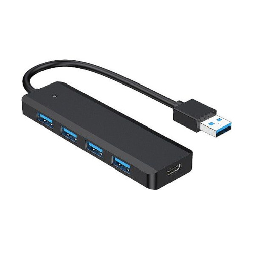 USB-HUB Gembird UHB-C414, 4 порта, кабель 19см, с доп питанием (Type-C)