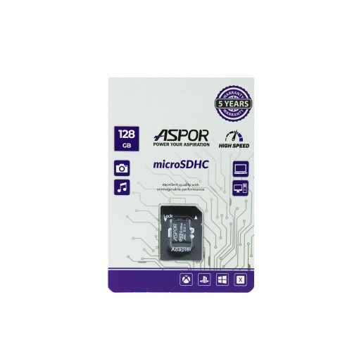 Карта памяти Aspor microSDHC 128GB Class10 UHS-3 + adapter нс