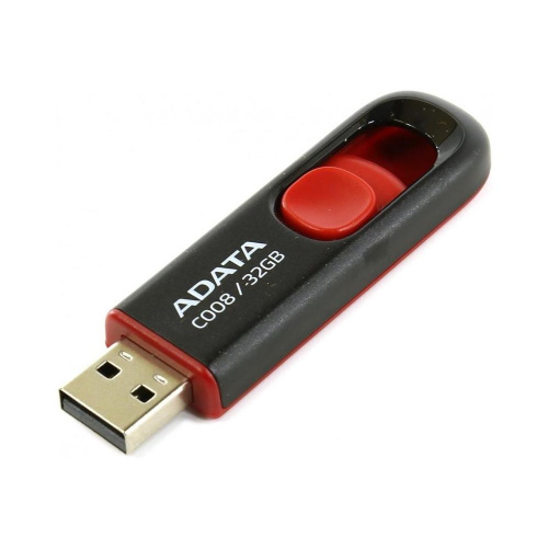 Флеш Диск ADATA Flash Drive 32Gb С008 AC008-32G-RKD {USB2.0, Black-Red}