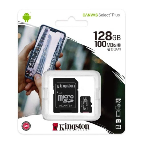 Флеш карта microSDHC 128GB microSDXC Kingston Class10 UHS-I 100MB/s с адапт.
