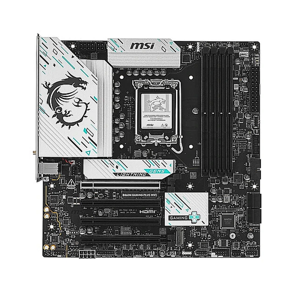 Материнская плата MSI B860M GAMING PLUS WIFI Soc-1851 Intel B860 4xDDR5 mATX AC`97 8ch(7.1) 5Gigabit RAID+HDMI+DP