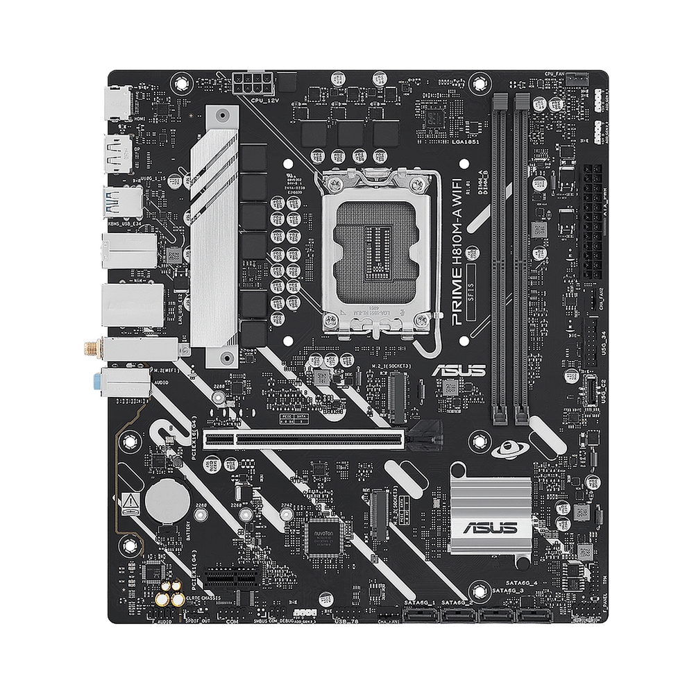 Материнская плана ASUS PRIME H810M-A WIFI, LGA1700, B810, 2*DDR5, 4*SATA, 2*M.2, 2*USB 3.2, 4*USB 2.0, 1*PCIx16, 1*PCIx1, HDMI+DP, mATX; 90MB1KJ0-M0EAY0