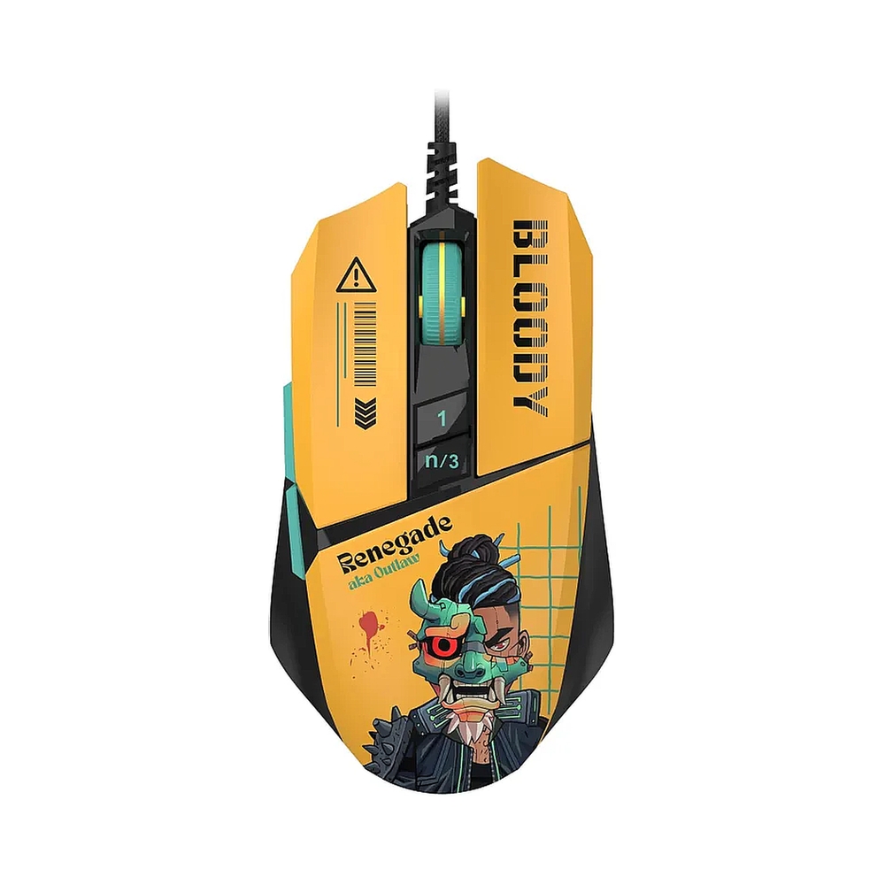 Мышь проводная A4Tech Bloody W63 Max Renegade, желтый