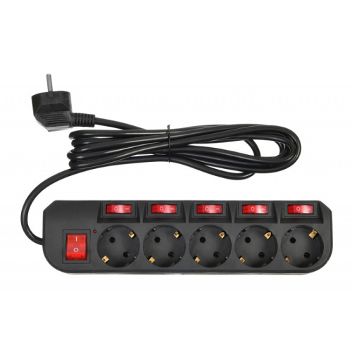 Сетевой фильтр Buro 500SH-3-SW-B 3м (5 розеток) черный (коробка)