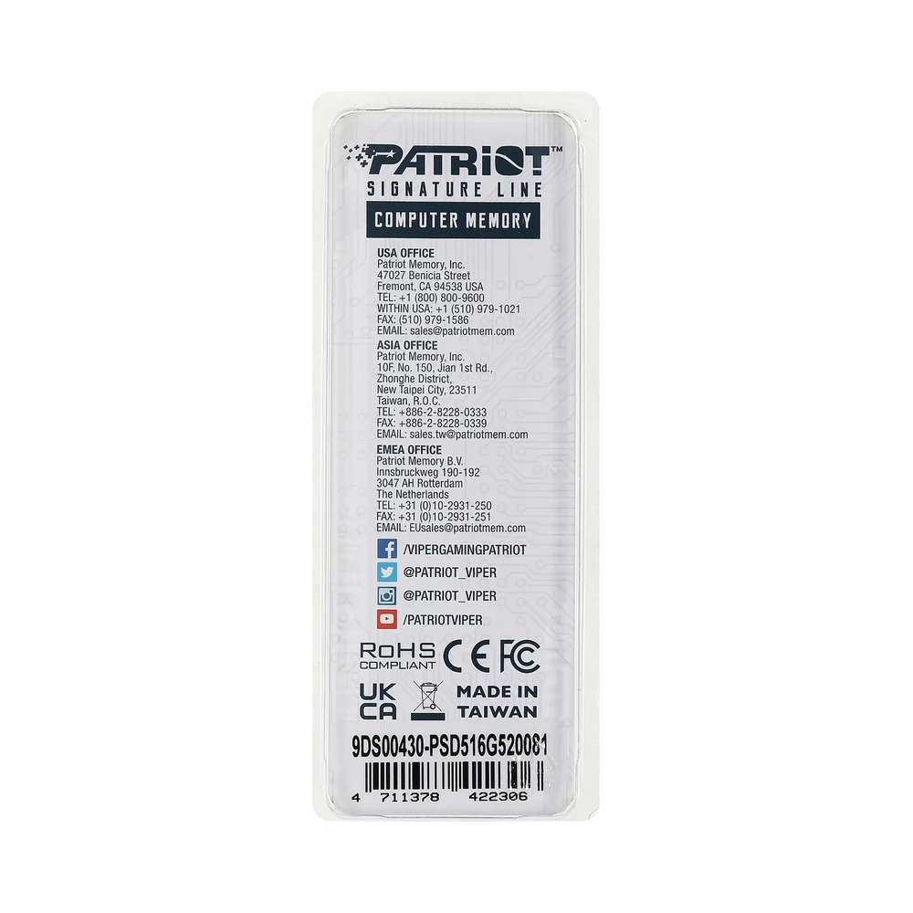 Оперативная память Patriot Signature [PSD516G520081] 16GB D5 — KSKSHOP.RU