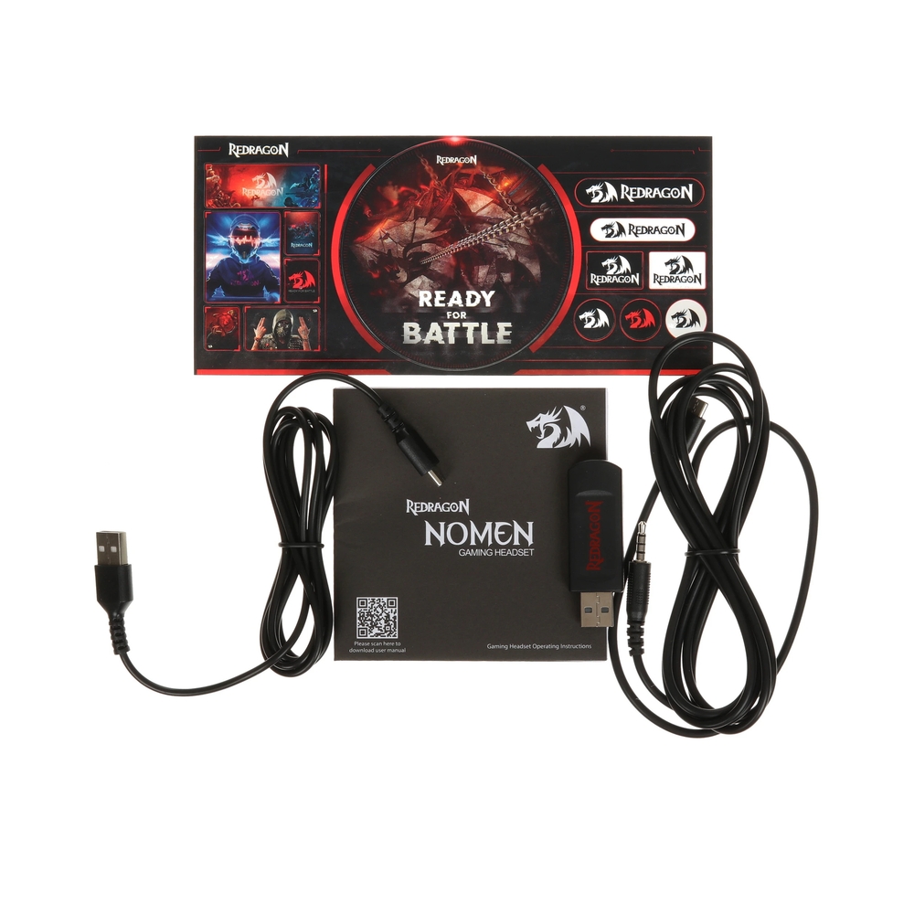 Беспроводные/проводные наушники Redragon Nomen RGB черный  slide 1 to 9 of 14 — KSKSHOP.RU
