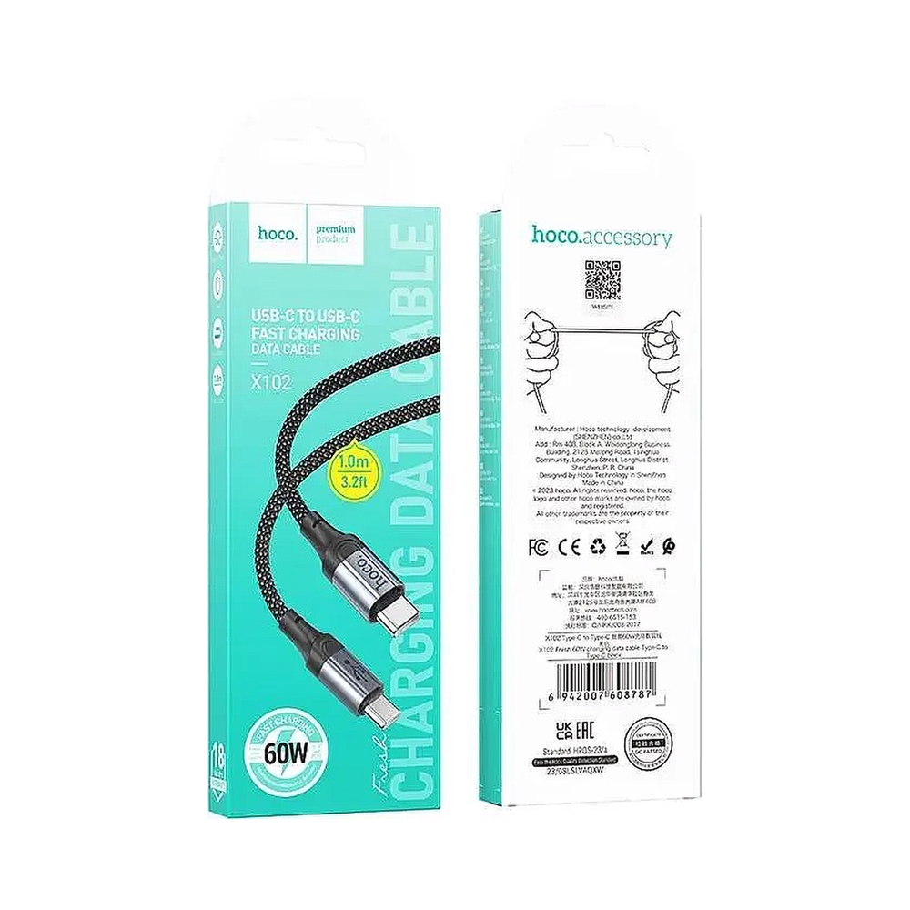 картинка Кабель Hoco X102 Fresh Type-C USB (m)-USB Type-C (m) 1м черный от магазина Одежда+