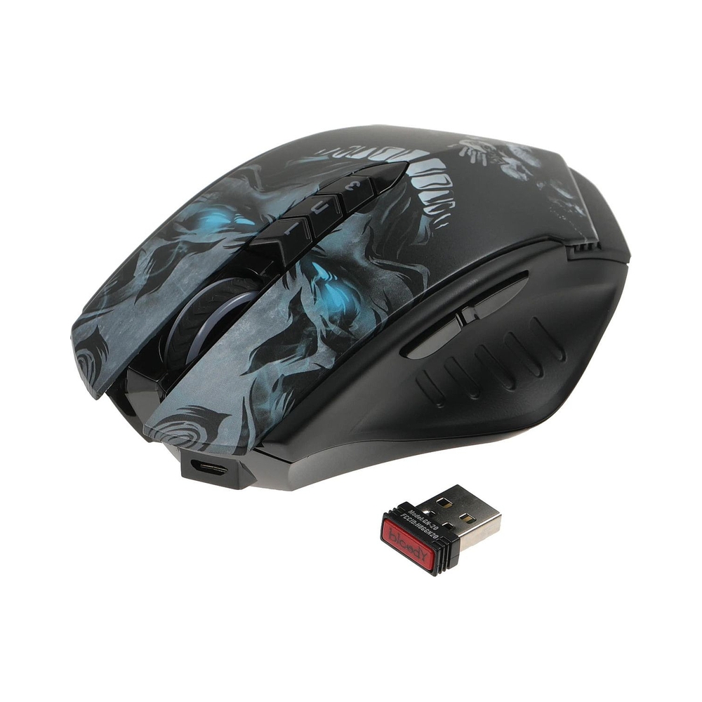 картинка Мышь беспроводная A4Tech Bloody R80 Plus Skull, чёрный/рисунок от магазина Одежда+