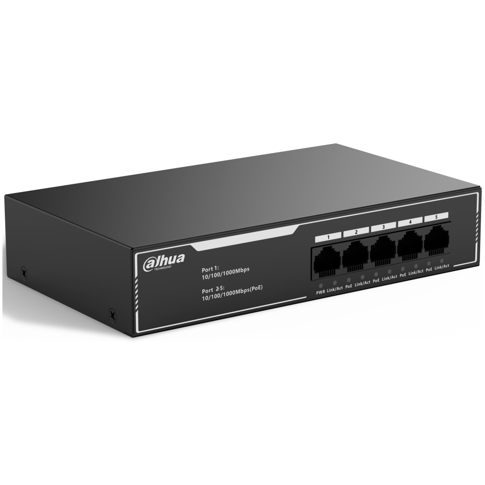 Гигабитный 5-портовый неуправляемый коммутатор c PoE DAHUA DH-SG1005LP — KSKSHOP.RU