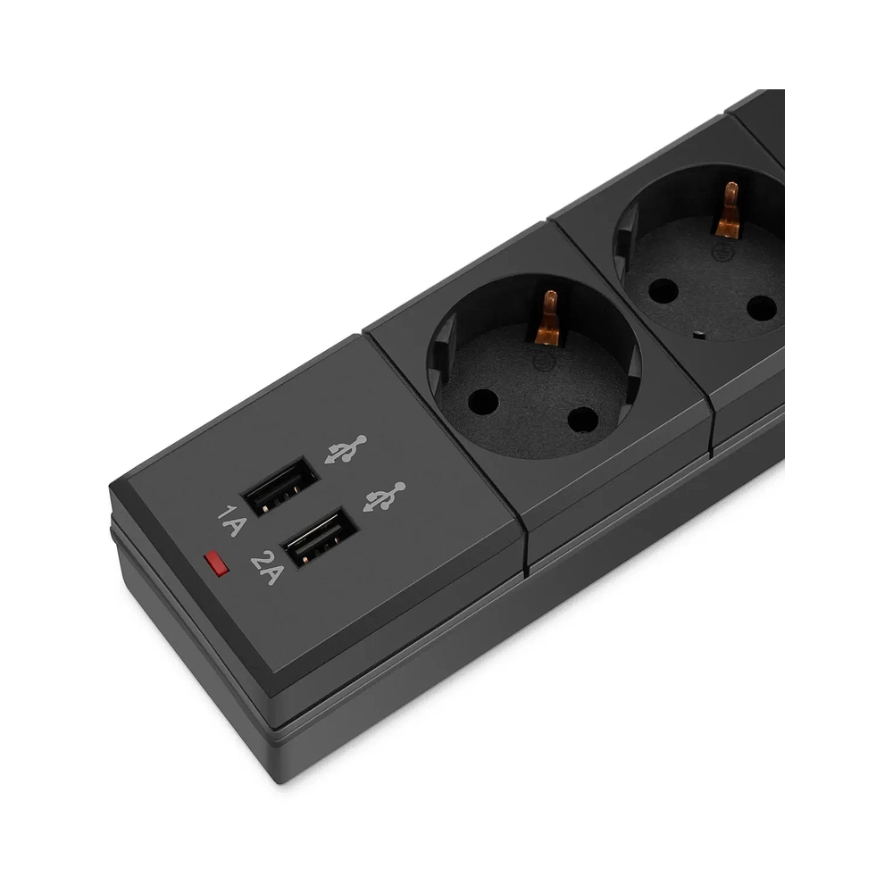 картинка Сетевой фильтр Buro BU-SP3_USB_2A-B 3м (6 розеток) черный (коробка) от магазина Одежда+