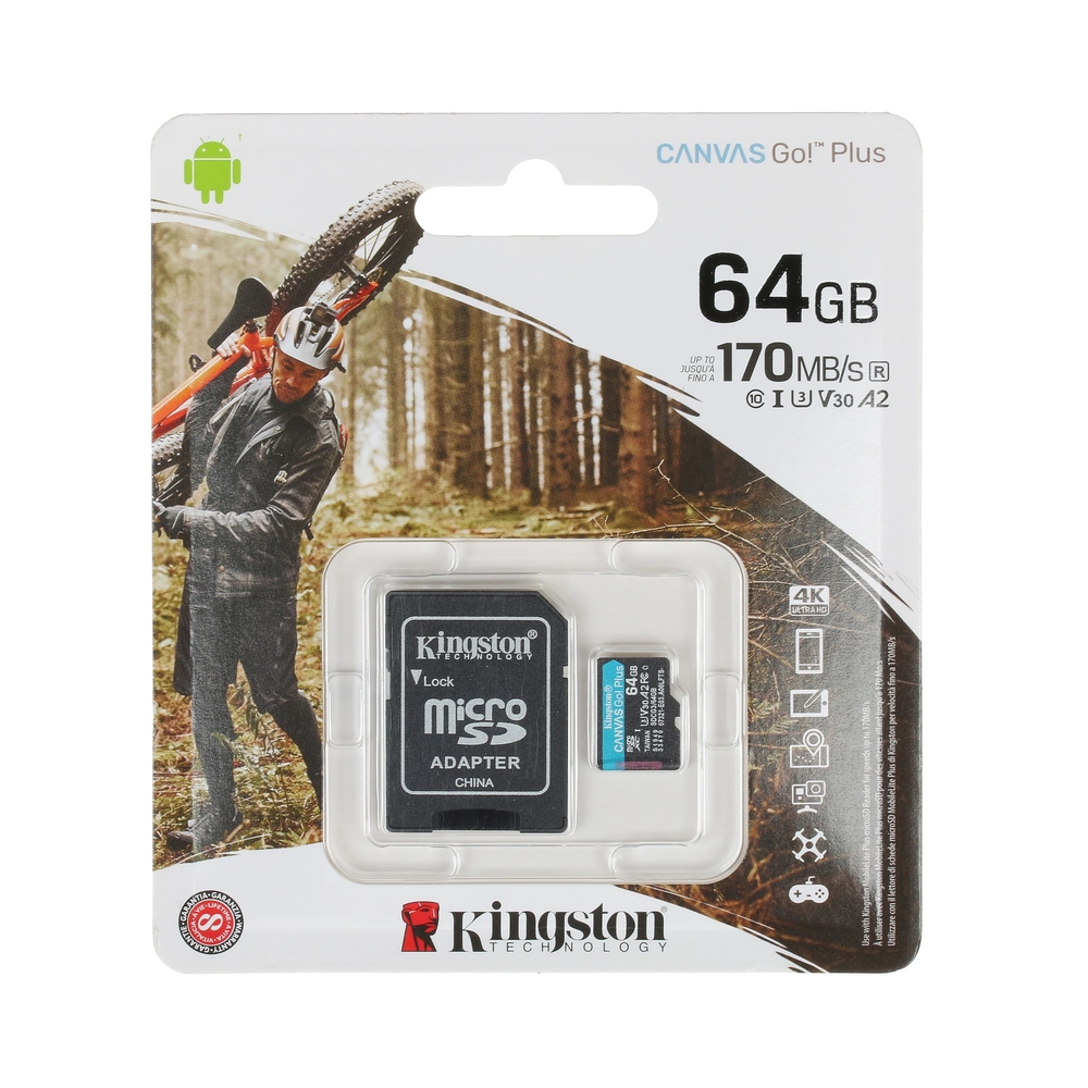 картинка Карта памяти Kingston Canvas Go! Plus microSDXC [SDCG3/64GB] 64GB от магазина Одежда+