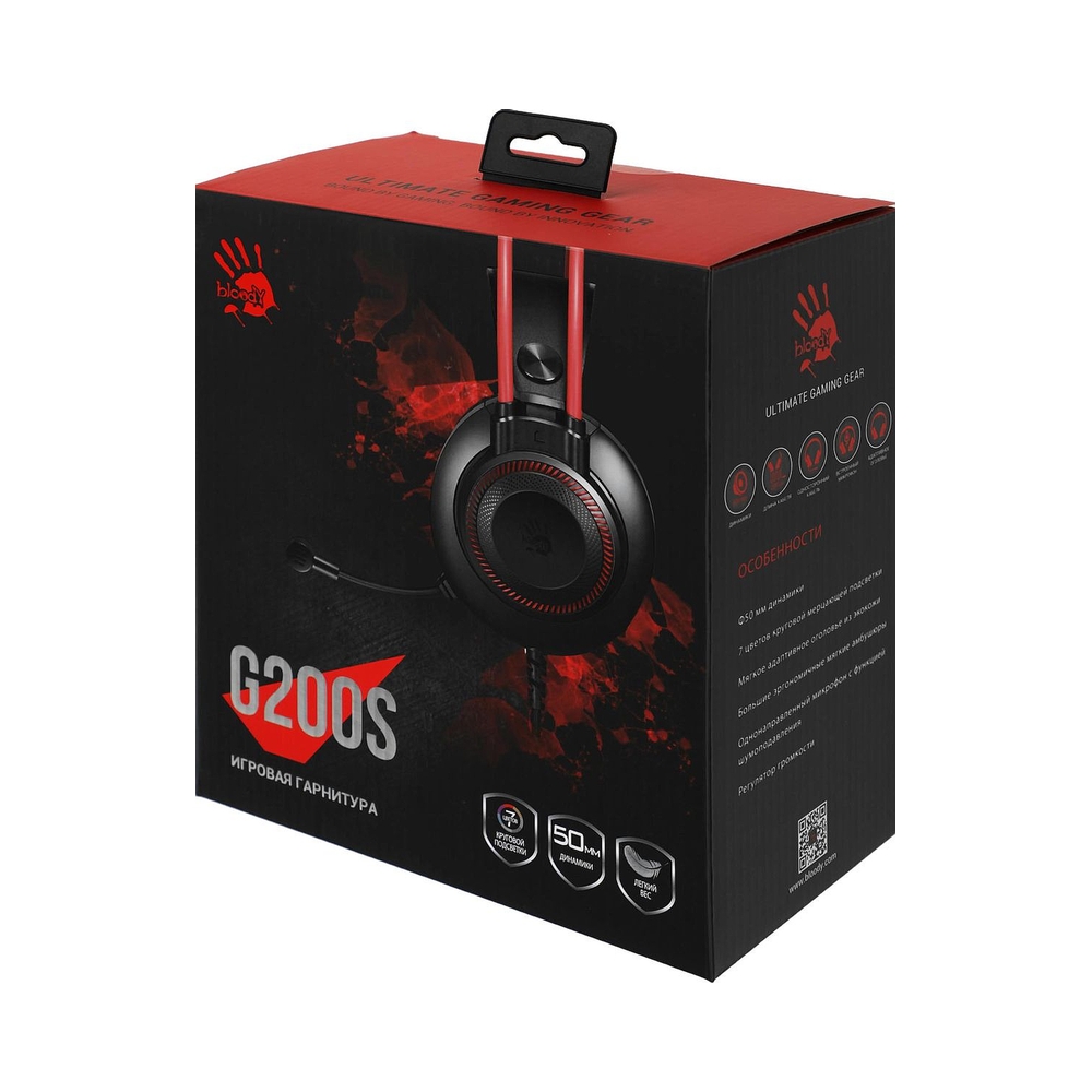 Наушники с микрофоном A4Tech Bloody G200S, черный/красный — KSKSHOP.RU