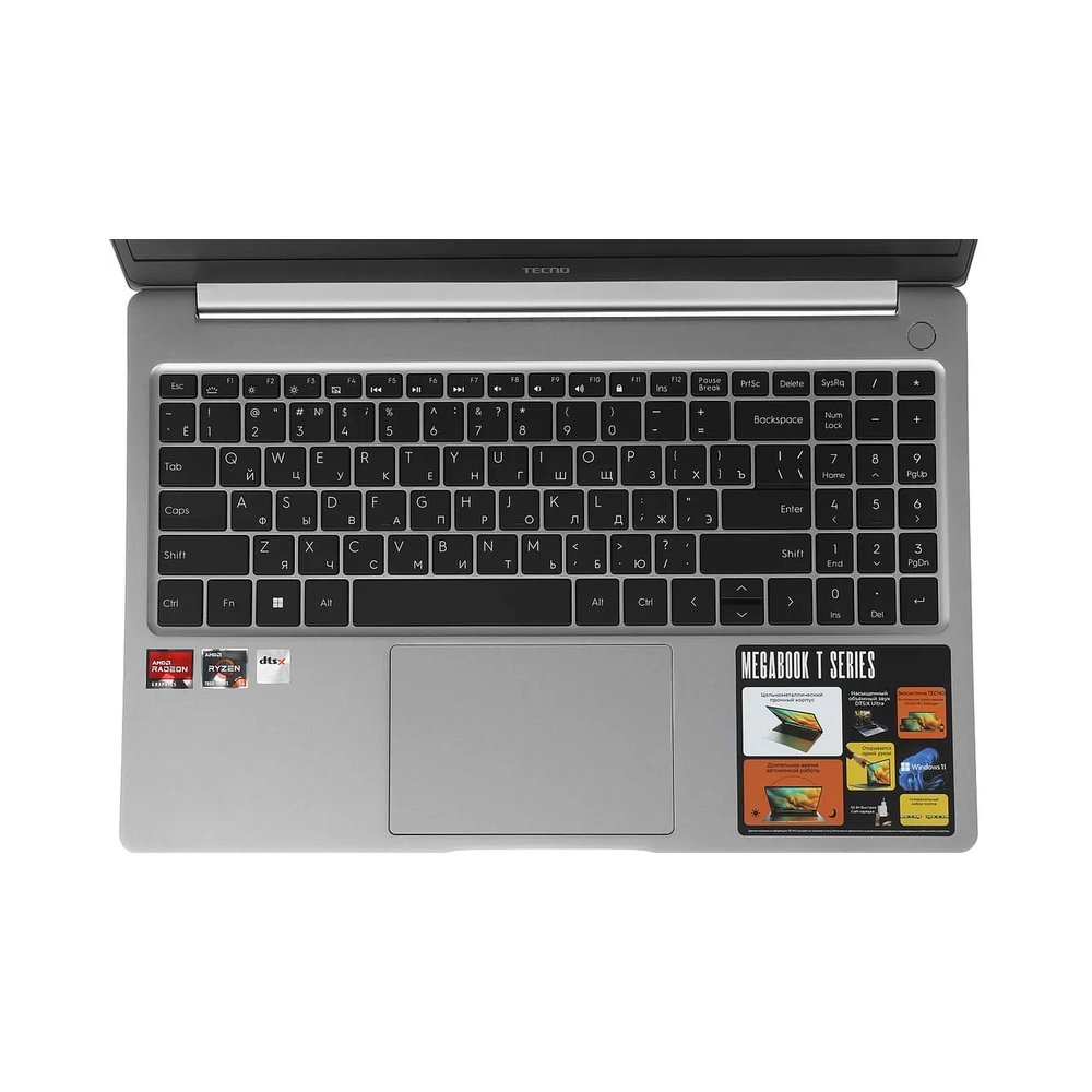 Ноутбук Tecno MegaBook T15DA Ryzen 5 7430U 8Gb SSD512Gb AMD Radeon Graphics 15.6" IPS FHD (1920x1080) Windows 11 Home grey WiFi BT Cam 6140mAh (71003300345) — KSKSHOP.RU