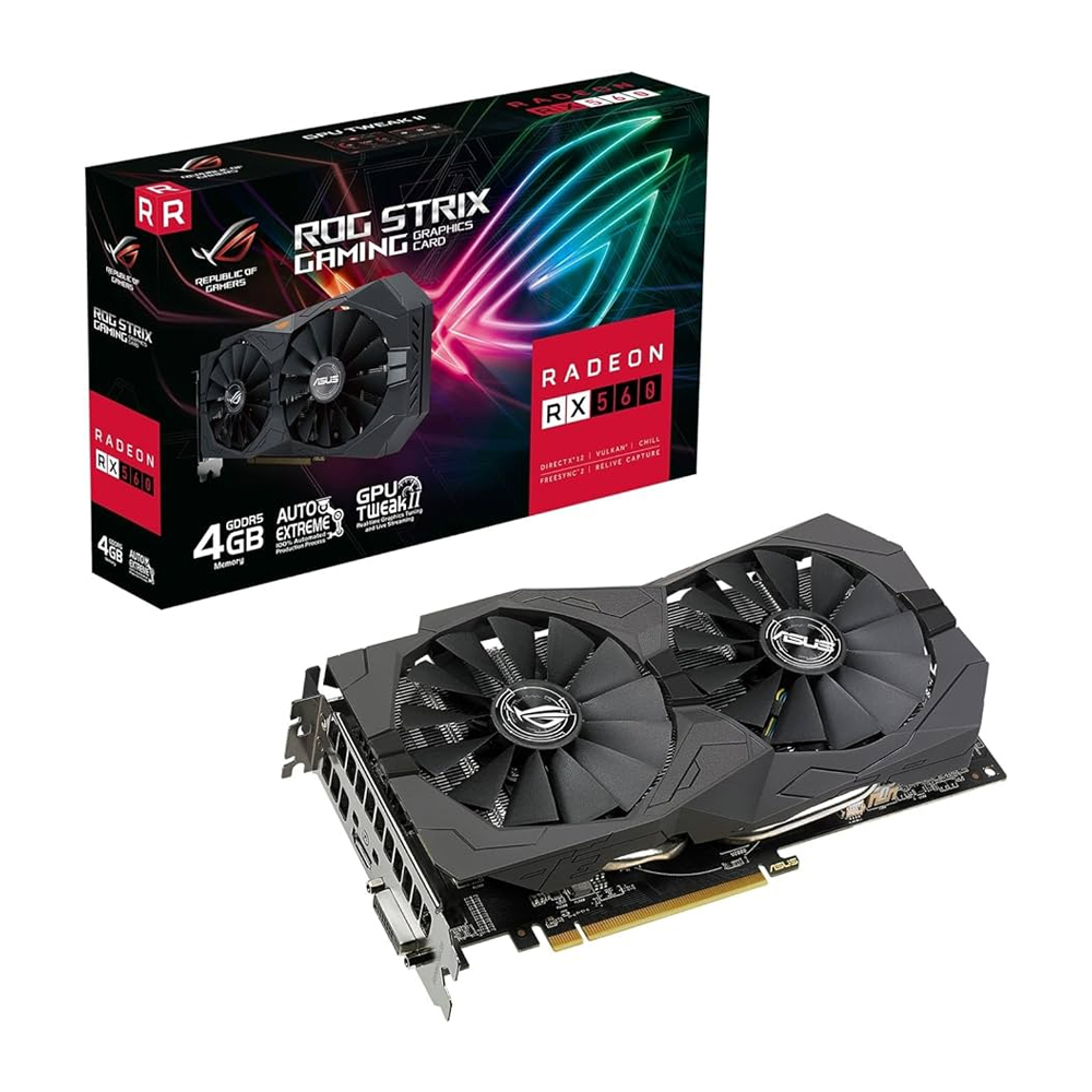 картинка [Б/У] Видеокарта ASUS Radeon RX 560 ROG Strix [ROG-STRIX-RX560-4G-V2-GAMING] от магазина Одежда+