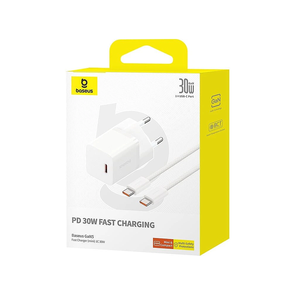 Зарядное устройство Baseus GaN5 Fast Charger (mini) 1C 30W белый — KSKSHOP.RU