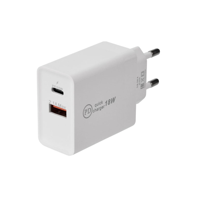 Сетевое зарядное устройство REXANT Type-C + USB 3.0 с Quick charge, белое — KSKSHOP.RU