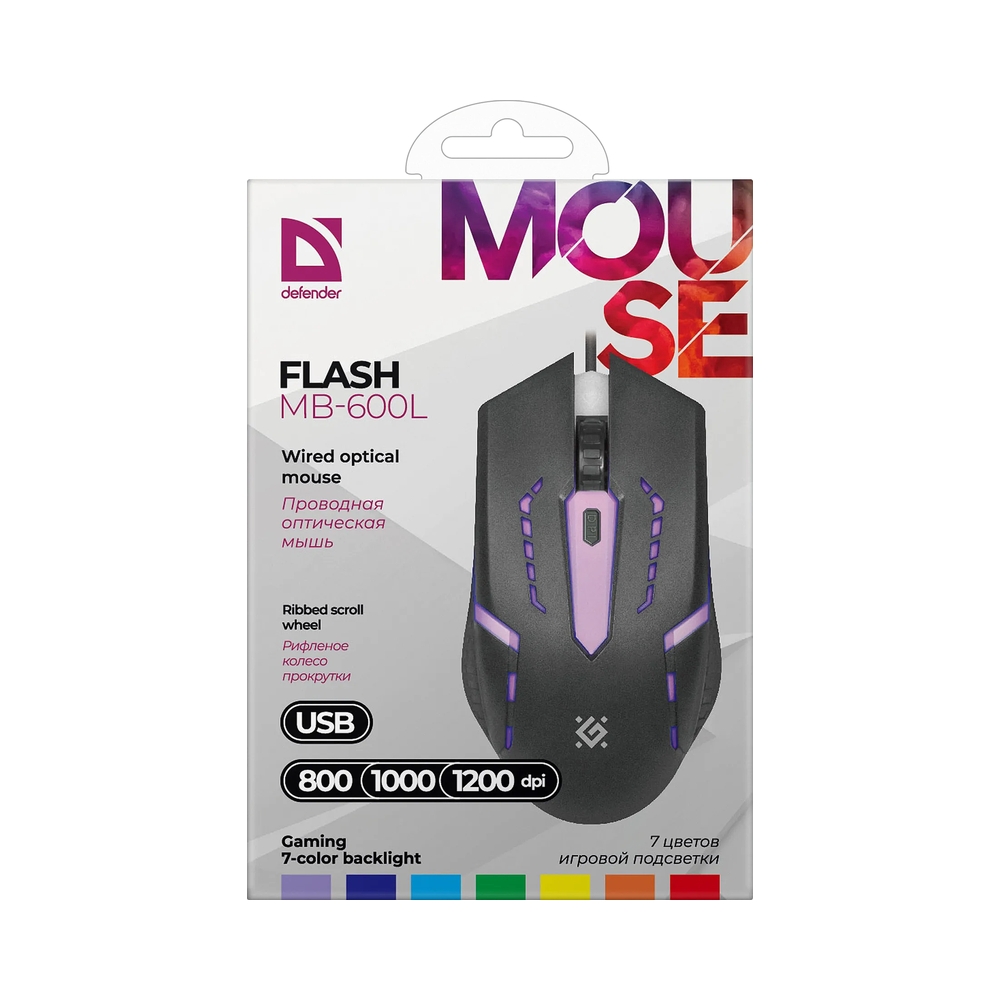 Мышь проводная  Defender Flash MB-600L, черный — KSKSHOP.RU