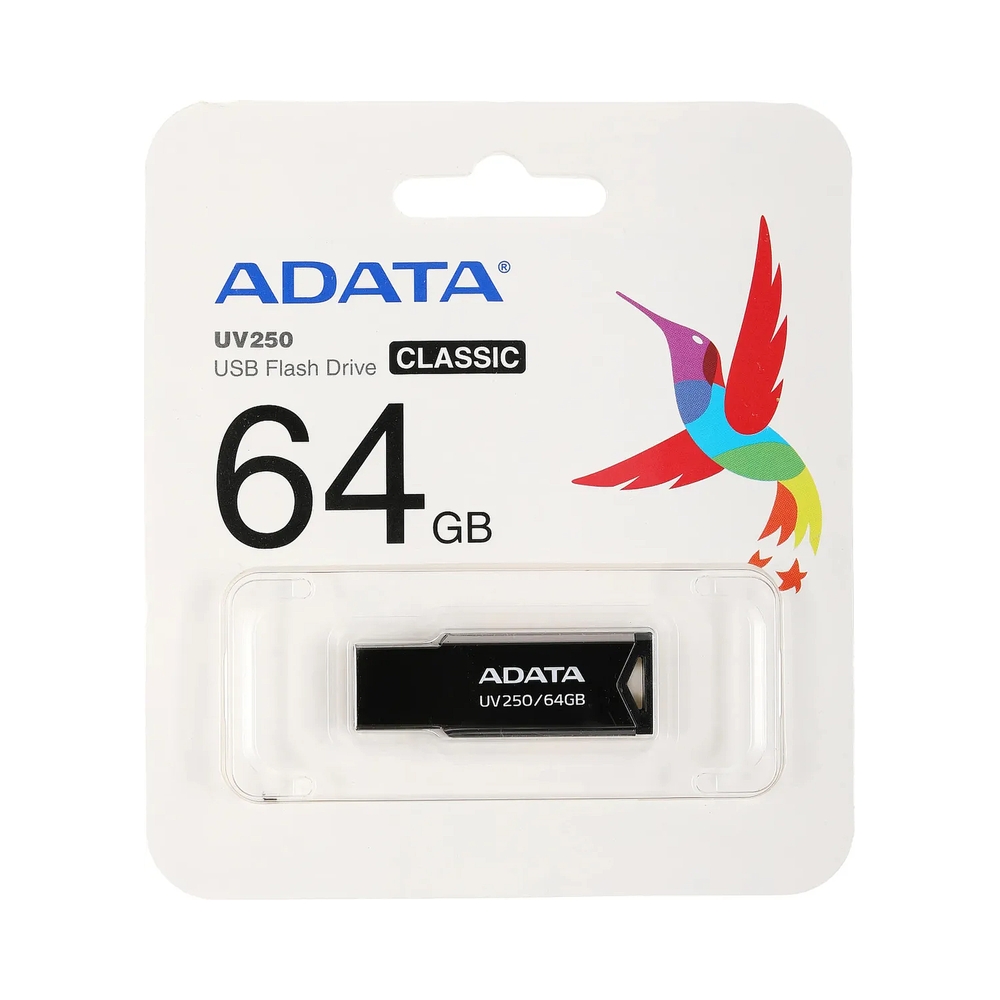 Флеш накопитель ADATA UV250 [AUV250-64G-RBK] 64GB, USB2.0, черный — KSKSHOP.RU