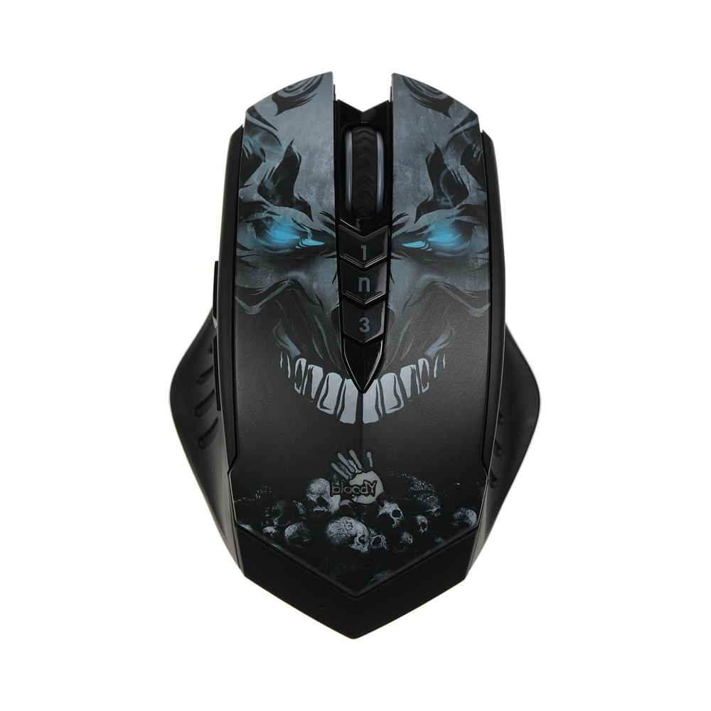 картинка Мышь беспроводная A4Tech Bloody R80 Plus Skull, чёрный/рисунок от магазина Одежда+