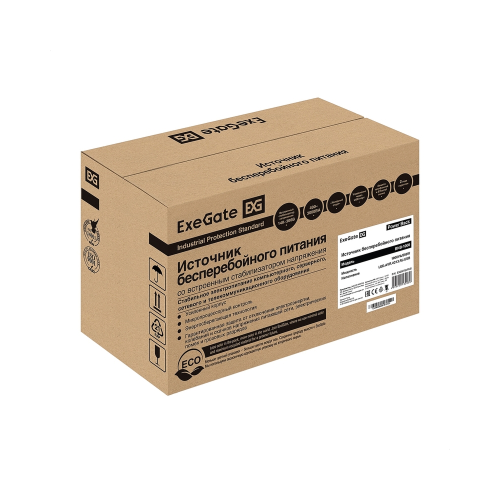 ИБП ExeGate Power Back BNB-1000.LED.AVR.4C13.RJ.USB [1000VA/550W] — KSKSHOP.RU