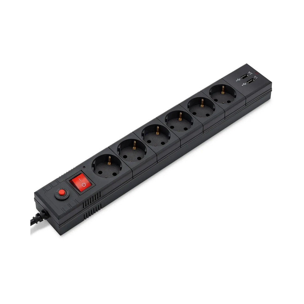 картинка Сетевой фильтр Buro BU-SP3_USB_2A-B 3м (6 розеток) черный (коробка) от магазина Одежда+