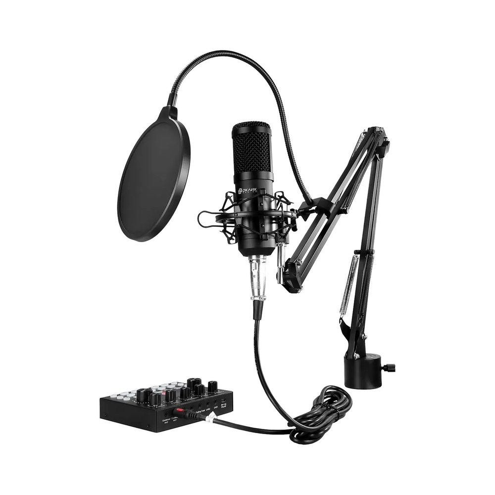 Микрофон проводной Оклик SM-600G 2.5м черный — KSKSHOP.RU